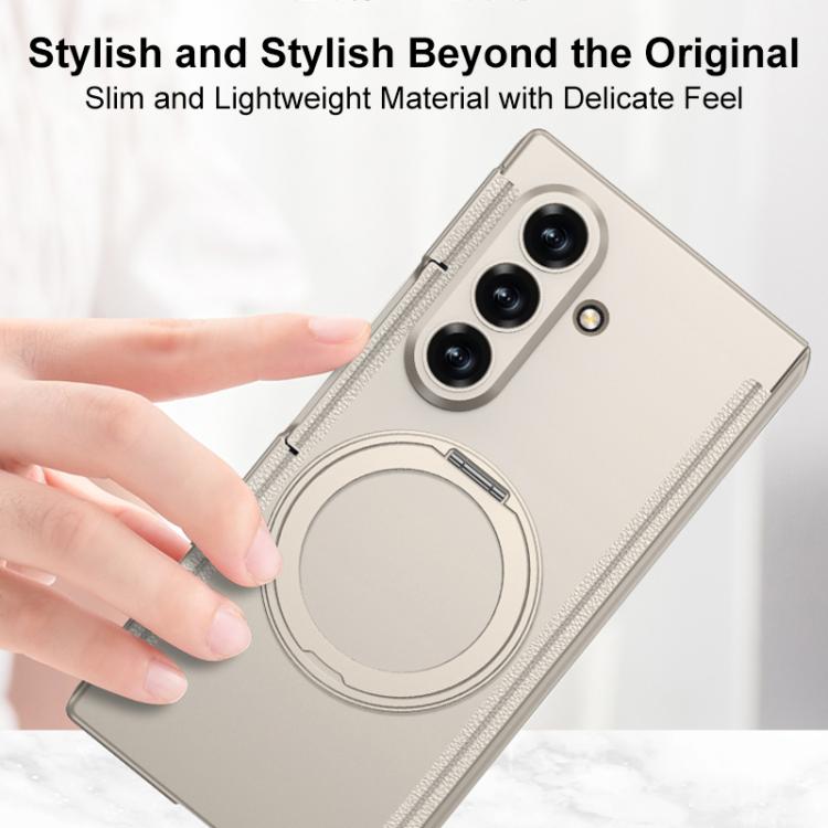 For Samsung Galaxy Z TriFold GKK Double Magnetic Hinge Folding Full Coverage Phone Case with Magnetic Rotating Holder