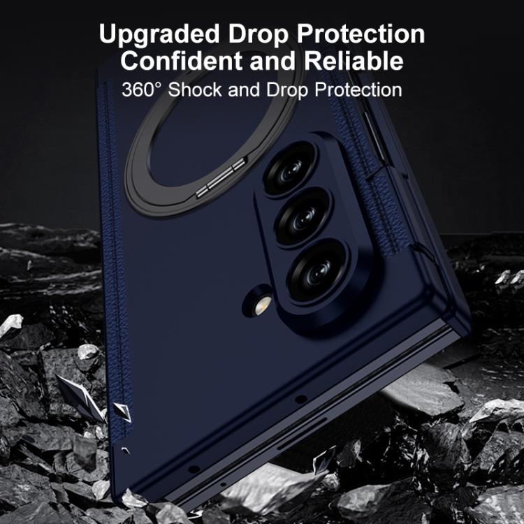 For Samsung Galaxy Z TriFold GKK Double Magnetic Hinge Folding Full Coverage Phone Case with Magnetic Rotating Holder
