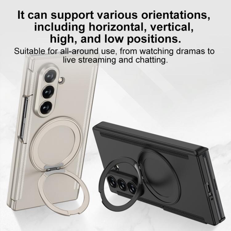 For Samsung Galaxy Z TriFold GKK Double Magnetic Hinge Folding Full Coverage Phone Case with Magnetic Rotating Holder