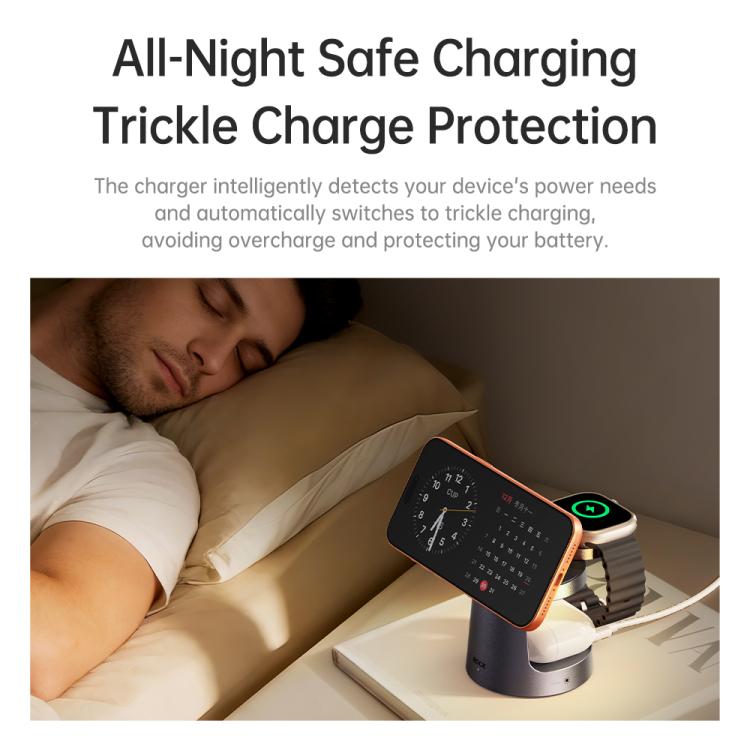 ROCK W56 3-in-1 Magnetic Wireless Charger with Qi2.2 25W - Dark Grey
