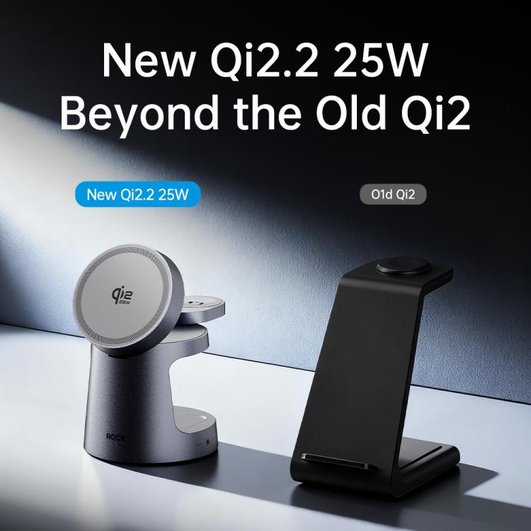 ROCK W56 3-in-1 Magnetic Wireless Charger with Qi2.2 25W - Dark Grey
