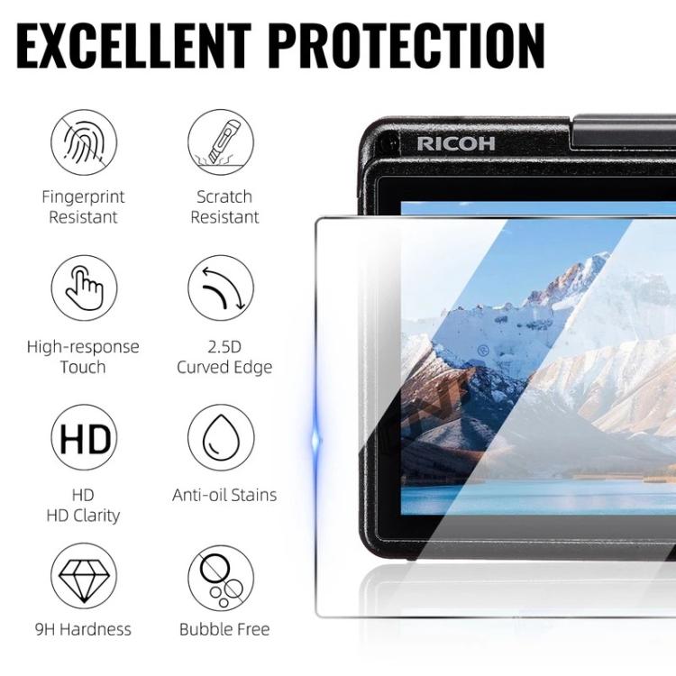 For RICOH GR IV / GR4 2pcs HD Anti-Scratch Anti-Fingerprint Tempered Glass Film - Transparent