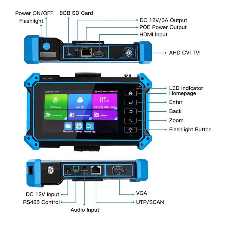 IPC-5100 Plus 4K Network Coaxial Simulation Engineering Video Surveillance Tester, Plug:US Plug