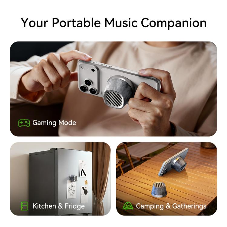 ROCK K13 Pro Mini Magnetic Wireless Charging Bluetooth Speaker - Grey