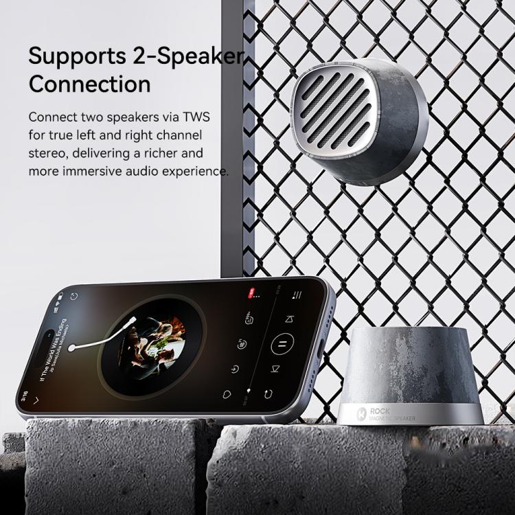 ROCK K13 Pro Mini Magnetic Wireless Charging Bluetooth Speaker - Grey