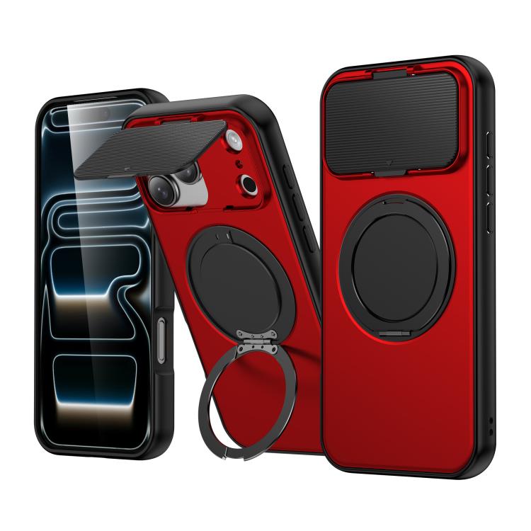 For iPhone 17 Pro ShellGod Magnetic Rotation Holder Lens Shield PC TPU Hybrid Phone Case