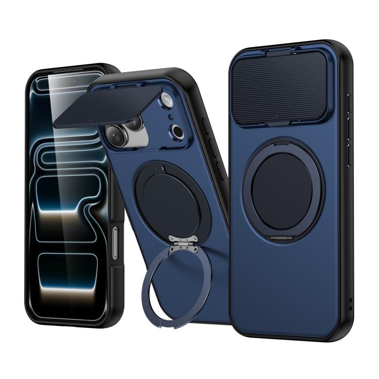 For iPhone 17 Pro ShellGod Magnetic Rotation Holder Lens Shield PC TPU Hybrid Phone Case