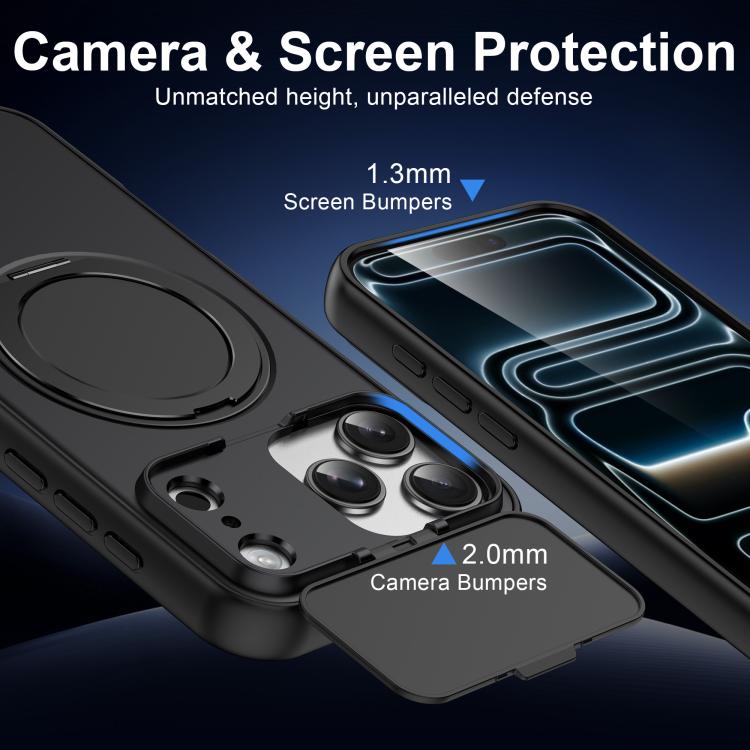 For iPhone 17 Pro Max ShellGod Magnetic Rotation Holder Lens Shield PC TPU Hybrid Phone Case