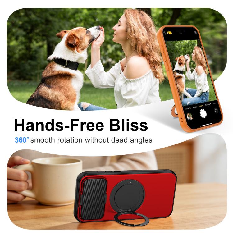 For iPhone 17 Pro Max ShellGod Magnetic Rotation Holder Lens Shield PC TPU Hybrid Phone Case