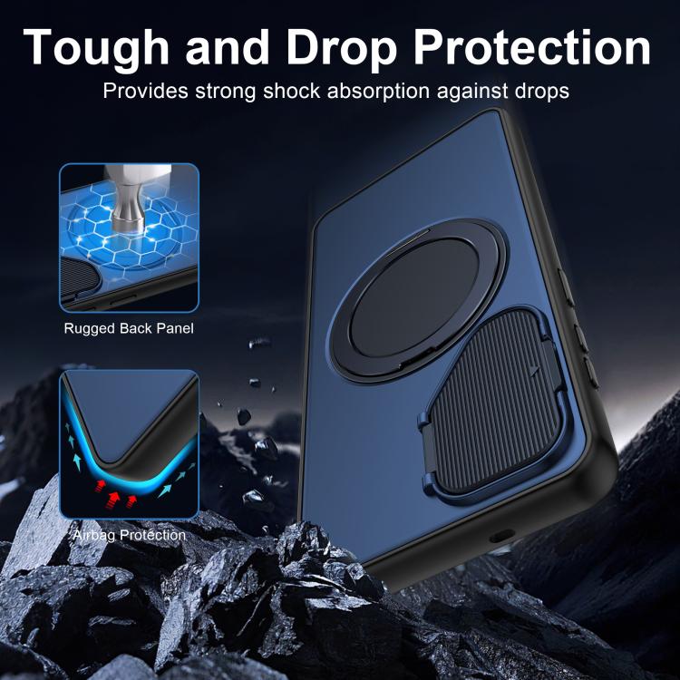 For Samsung Galaxy S25 / S24 5G ShellGod Magnetic Rotation Holder Lens Shield PC TPU Hybrid Phone Case