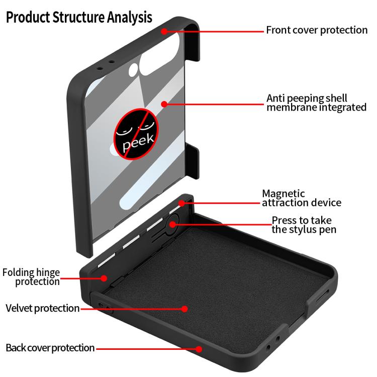 For Samsung Galaxy Z Flip6 5G VIETAO Cool Pro Series Privacy Tempered Glass Full-Cover Guard Phone Case
