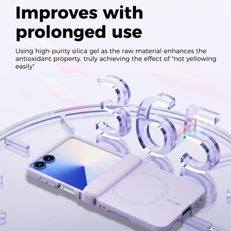 For Samsung Galaxy Z Flip7 5G ABEEL 3 in 1 Skin-friendly Feel Liquid Silicone Magnetic Phone Case