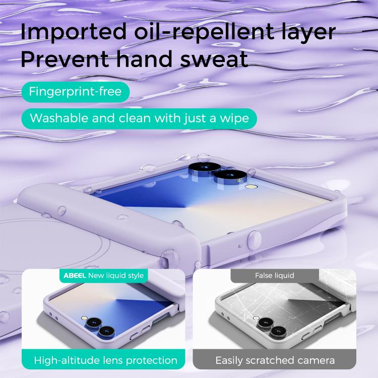 For Samsung Galaxy Z Flip6 ABEEL 3 in 1 Skin-friendly Feel Liquid Silicone Magnetic Phone Case