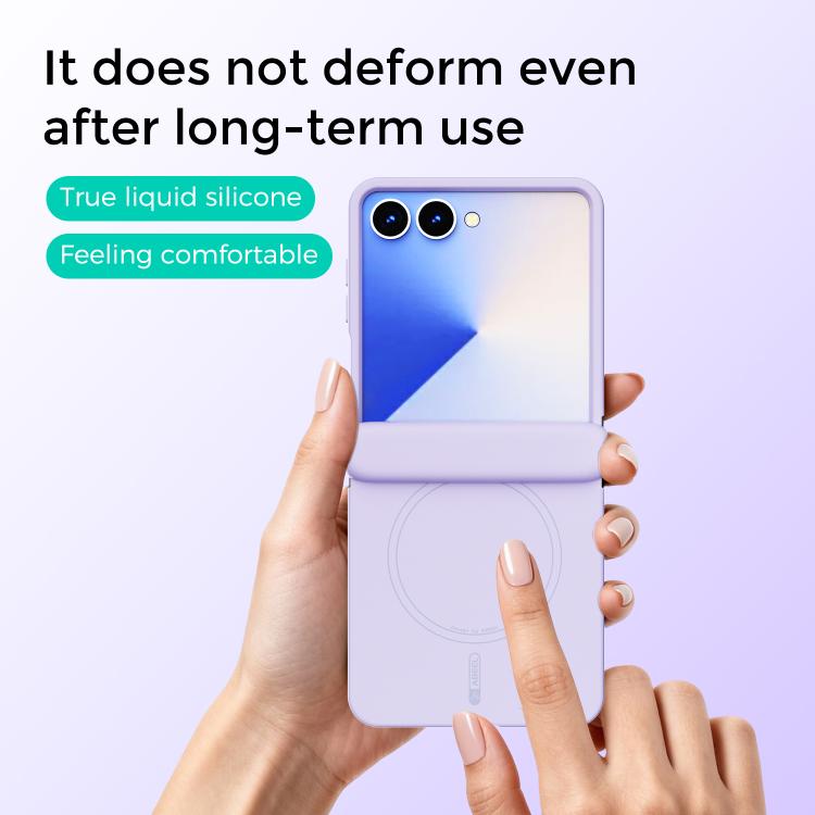 For Samsung Galaxy Z Flip6 ABEEL 3 in 1 Skin-friendly Feel Liquid Silicone Magnetic Phone Case