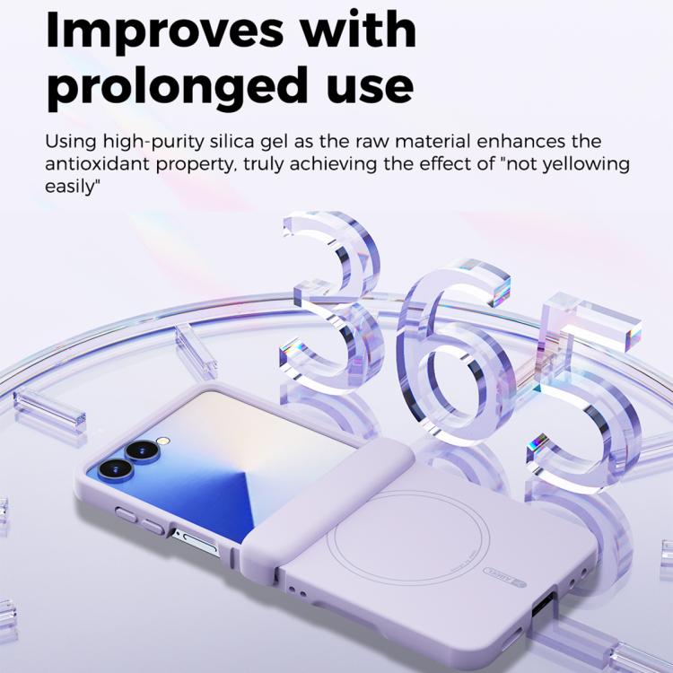 For Samsung Galaxy Z Flip6 ABEEL 3 in 1 Skin-friendly Feel Liquid Silicone Magnetic Phone Case