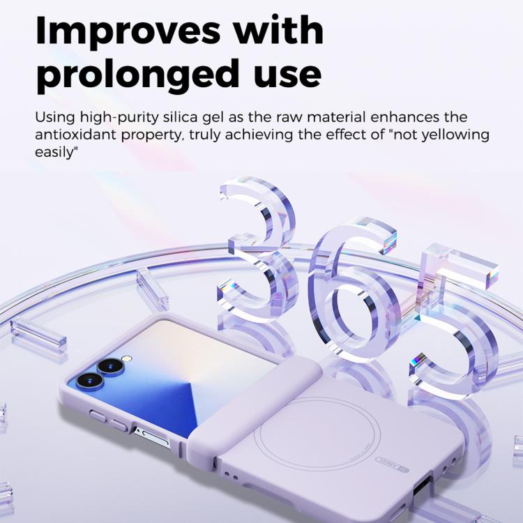 For Samsung Galaxy Z Flip5 ABEEL 3 in 1 Skin-friendly Feel Liquid Silicone Magnetic Phone Case