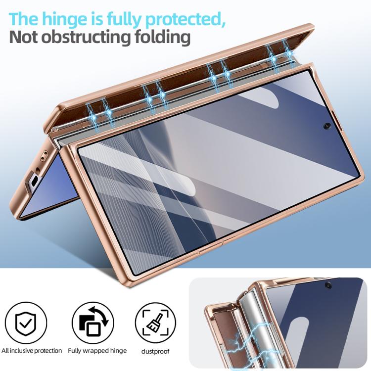 For Samsung Galaxy Z Fold7 5G VIETAO Flash Diamond Privacy Tempered Glass Integrated Magnetic Bracket Phone Case