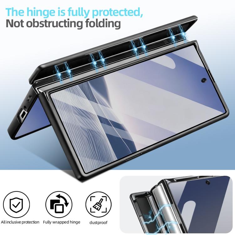 For Samsung Galaxy Z Fold7 5G VIETAO Flash Diamond Privacy Tempered Glass Integrated Magnetic Bracket Phone Case
