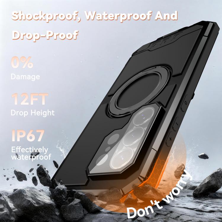 For Samsung Galaxy S26 Ultra 5G R-JUST Life Waterproof Dustproof MagSafe Magnetic Holder Phone Case