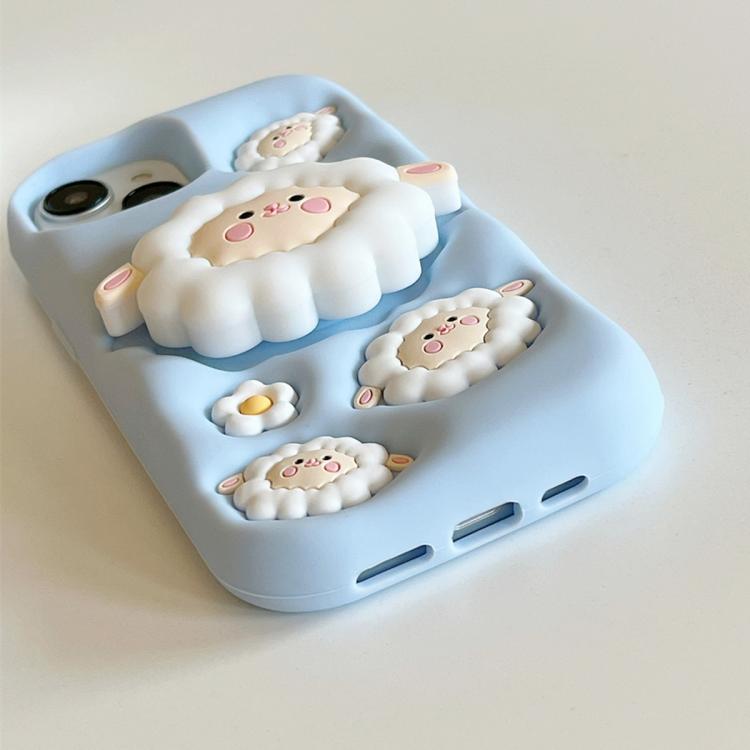 For iPhone 17 Pro Max 3D Cartoon Holder Full Coverage Shockproof Silicone Phone Case - Little Sheep