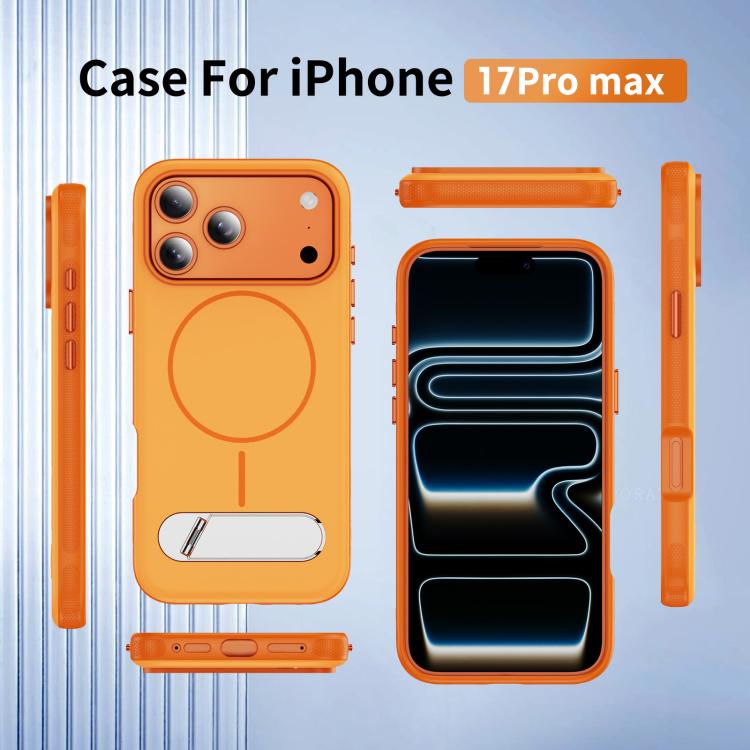 For iPhone 17 Pro Max Two-colors Imitation Original Magnetic Phone Case with Holder