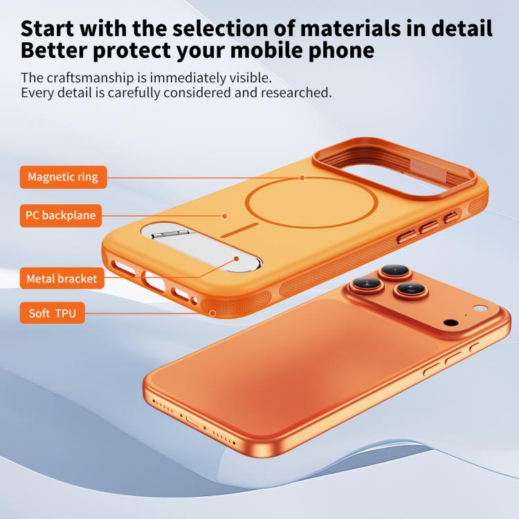 For iPhone 17 Pro Max Two-colors Imitation Original Magnetic Phone Case with Holder