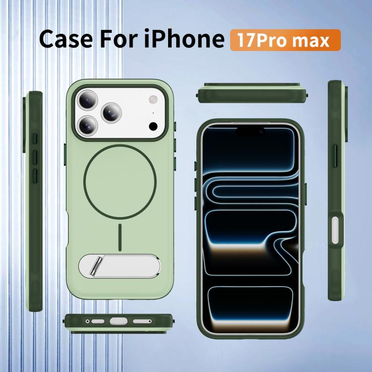 For iPhone 17 Pro Max Two-colors Imitation Original Magnetic Phone Case with Holder