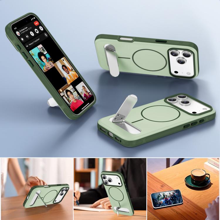 For iPhone 17 Pro Max Two-colors Imitation Original Magnetic Phone Case with Holder