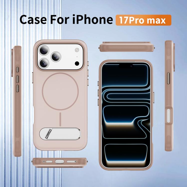 For iPhone 17 Pro Max Two-colors Imitation Original Magnetic Phone Case with Holder