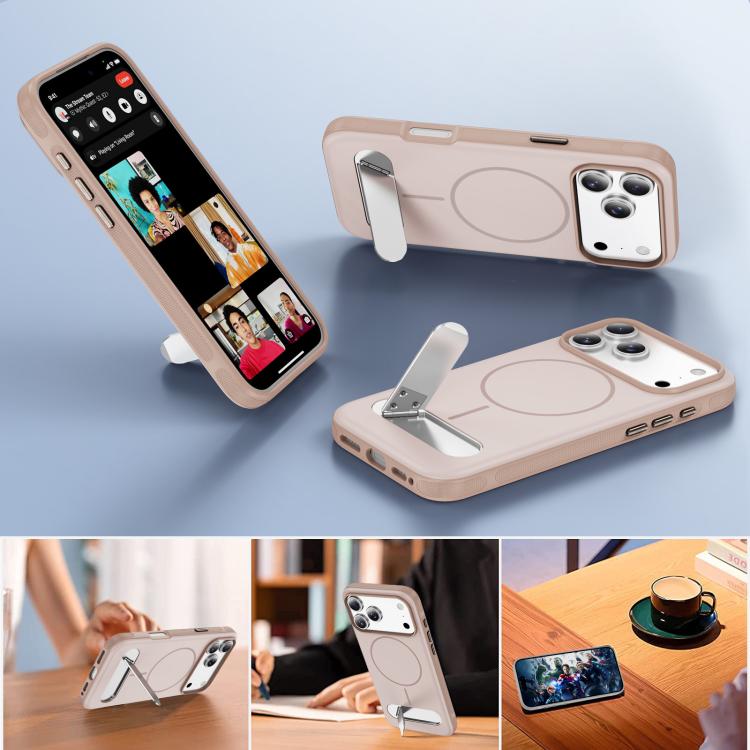 For iPhone 17 Pro Max Two-colors Imitation Original Magnetic Phone Case with Holder