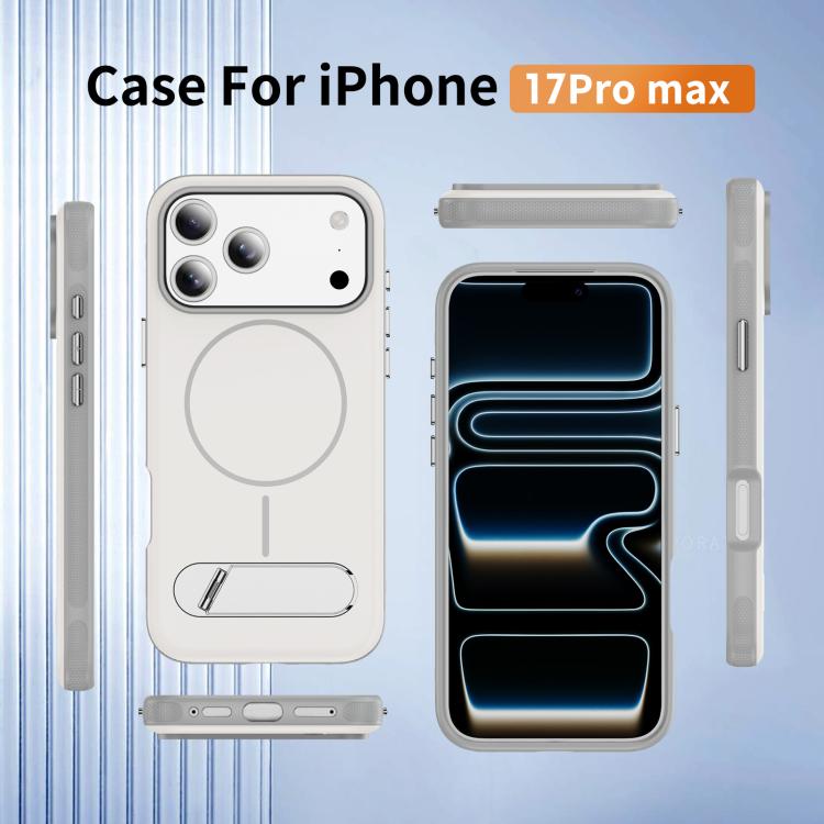 For iPhone 17 Pro Max Two-colors Imitation Original Magnetic Phone Case with Holder
