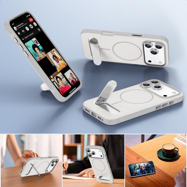 For iPhone 17 Pro Max Two-colors Imitation Original Magnetic Phone Case with Holder