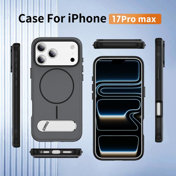For iPhone 17 Pro Max Two-colors Imitation Original Magnetic Phone Case with Holder