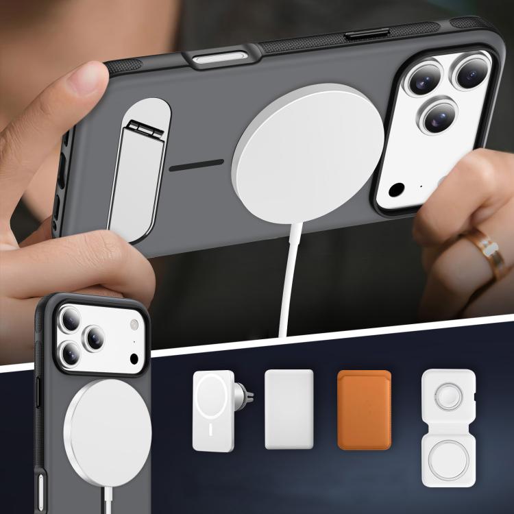 For iPhone 17 Pro Max Two-colors Imitation Original Magnetic Phone Case with Holder