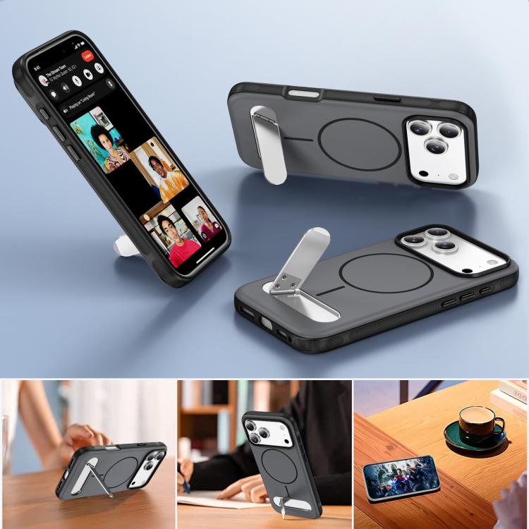 For iPhone 17 Pro Max Two-colors Imitation Original Magnetic Phone Case with Holder