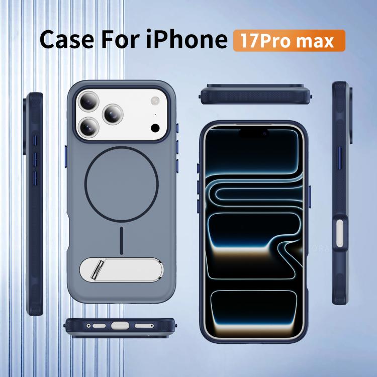 For iPhone 17 Pro Max Two-colors Imitation Original Magnetic Phone Case with Holder