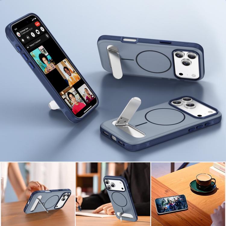 For iPhone 17 Pro Max Two-colors Imitation Original Magnetic Phone Case with Holder