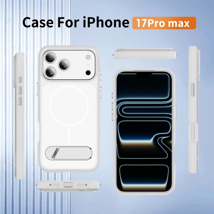 For iPhone 17 Pro Max Two-colors Imitation Original Magnetic Phone Case with Holder