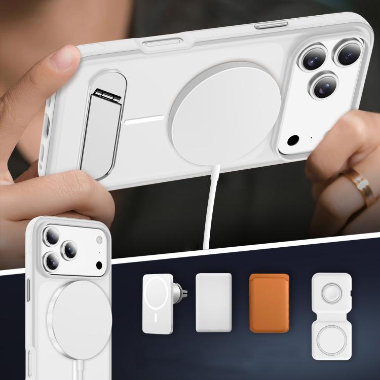 For iPhone 17 Pro Max Two-colors Imitation Original Magnetic Phone Case with Holder