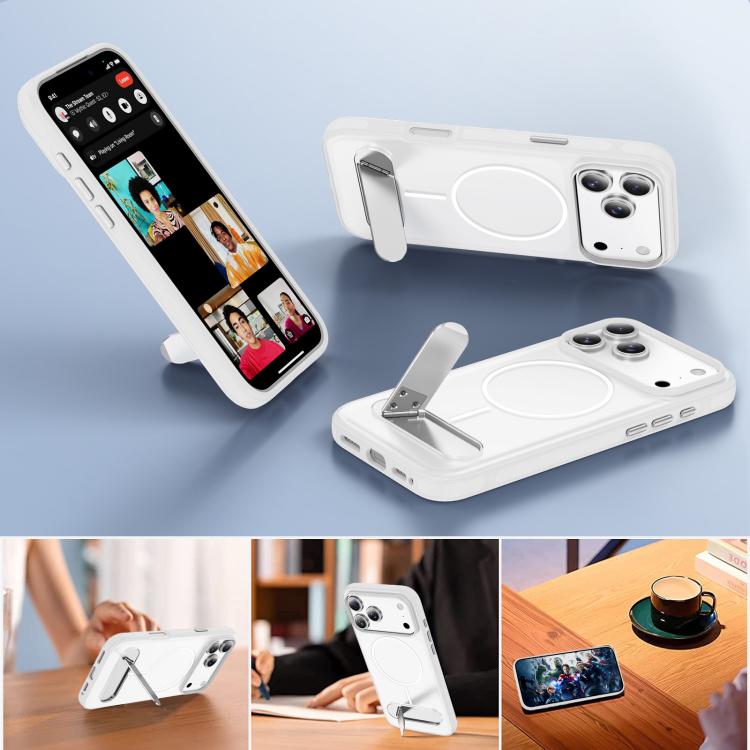 For iPhone 17 Pro Max Two-colors Imitation Original Magnetic Phone Case with Holder