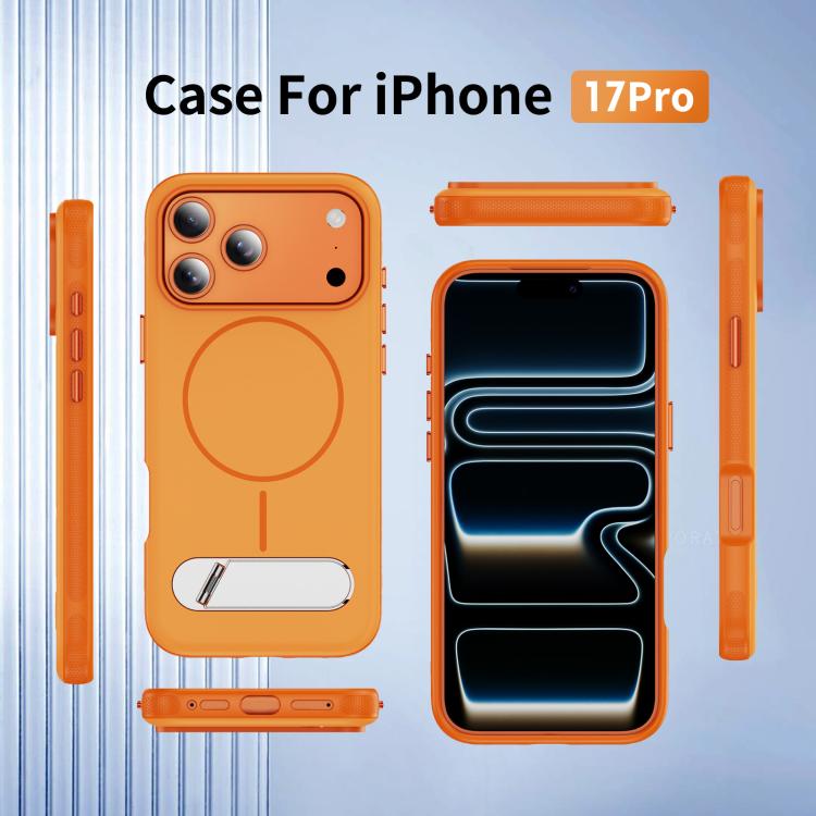 For iPhone 17 Pro Two-colors Imitation Original Magnetic Phone Case with Holder