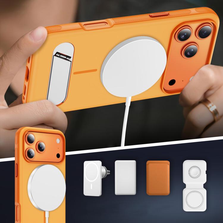 For iPhone 17 Pro Two-colors Imitation Original Magnetic Phone Case with Holder