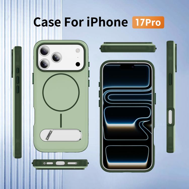 For iPhone 17 Pro Two-colors Imitation Original Magnetic Phone Case with Holder