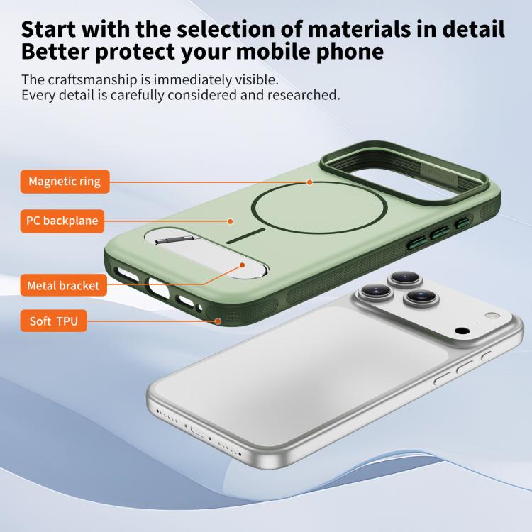 For iPhone 17 Pro Two-colors Imitation Original Magnetic Phone Case with Holder