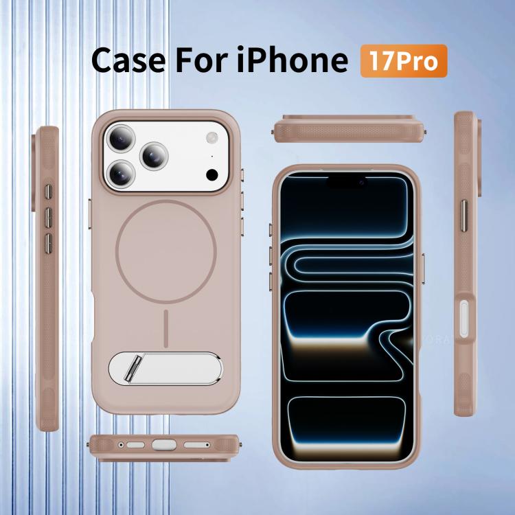 For iPhone 17 Pro Two-colors Imitation Original Magnetic Phone Case with Holder