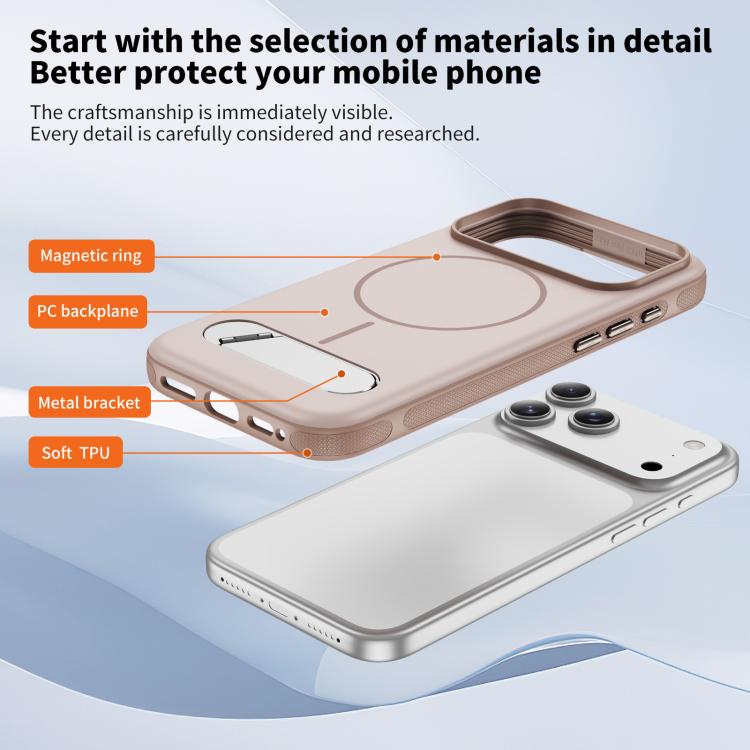 For iPhone 17 Pro Two-colors Imitation Original Magnetic Phone Case with Holder
