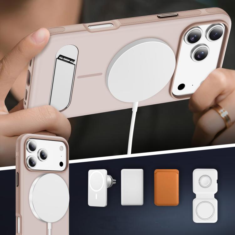 For iPhone 17 Pro Two-colors Imitation Original Magnetic Phone Case with Holder