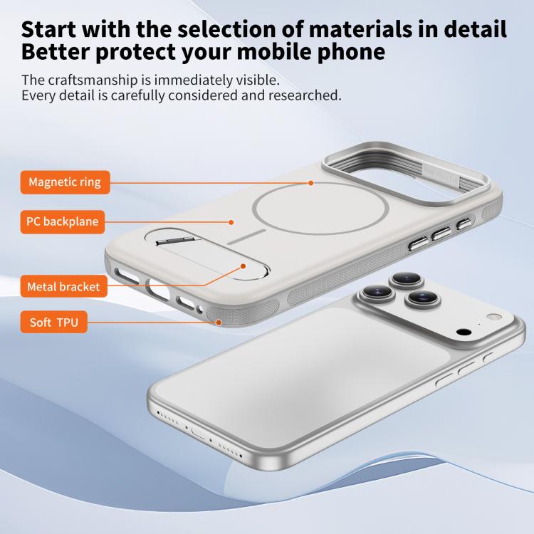 For iPhone 17 Pro Two-colors Imitation Original Magnetic Phone Case with Holder