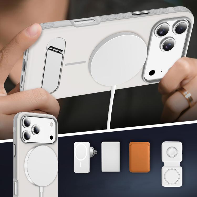 For iPhone 17 Pro Two-colors Imitation Original Magnetic Phone Case with Holder