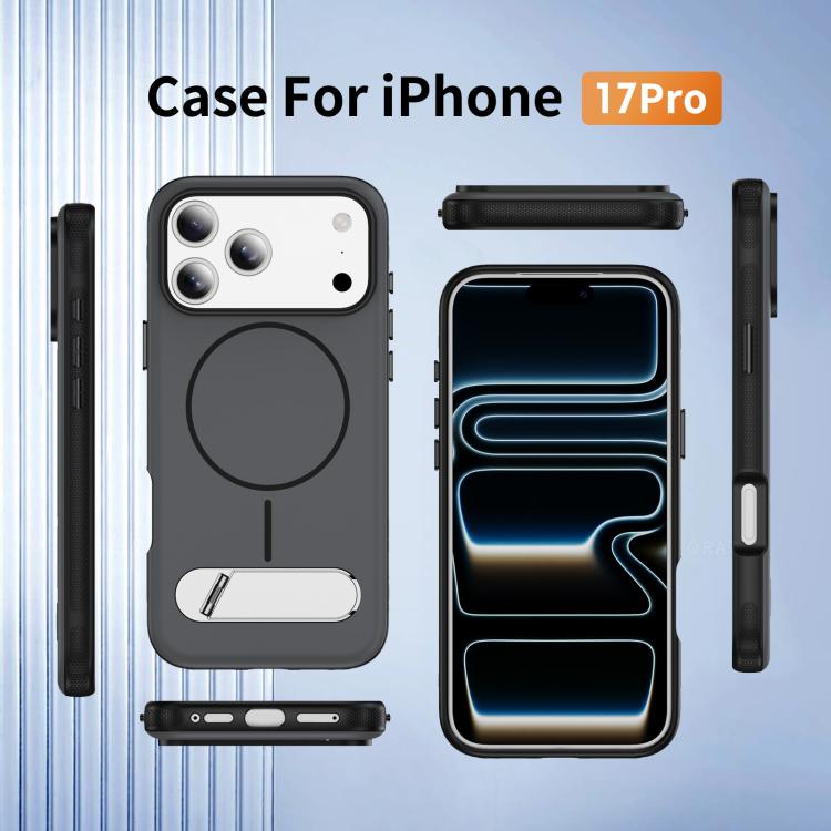 For iPhone 17 Pro Two-colors Imitation Original Magnetic Phone Case with Holder